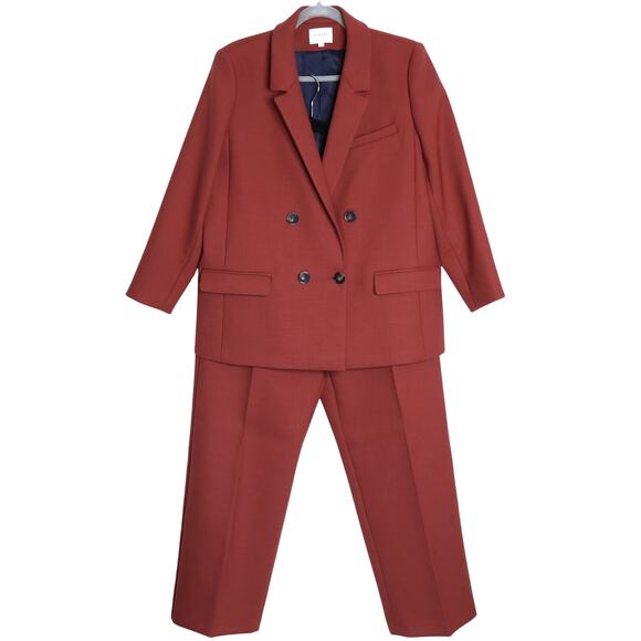 SÉZANE Christie Jacket and Martin Crop Trousers Hazelnut Pantsuit Women's 42 - Picture 2 of 15